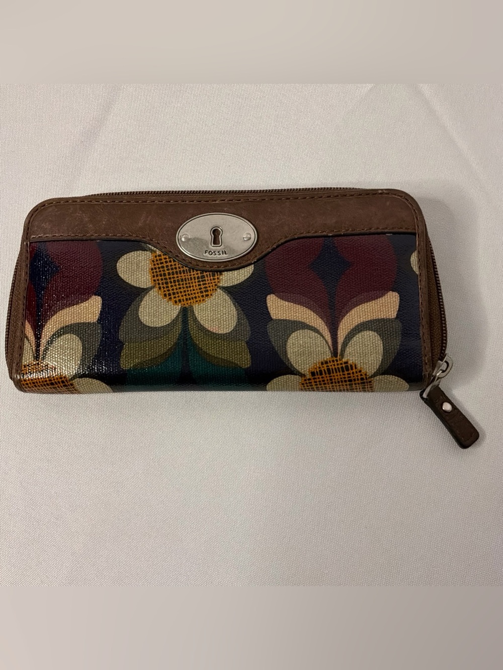 🟢 Fossil Key-Per Retro Floral Coated Canvas Multicolor Tote & Wallet - Picture 12 of 16
